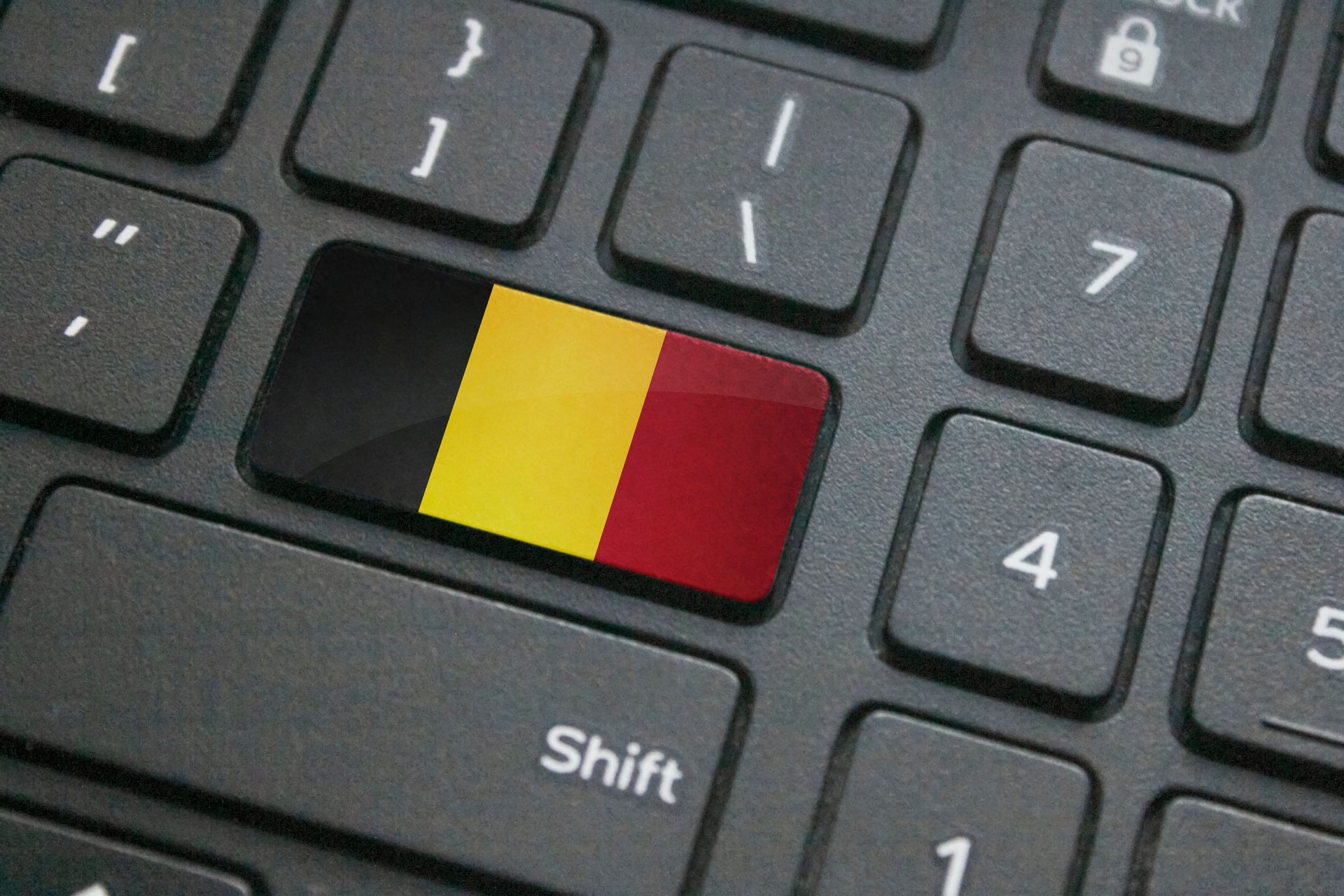 Belgium flag on computer keyboard